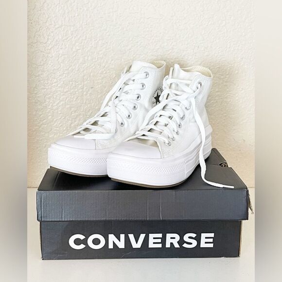 Converse All Star Hi platform CTAS Lift Hi white Platform Sneakers New in box 7 - Picture 5 of 16